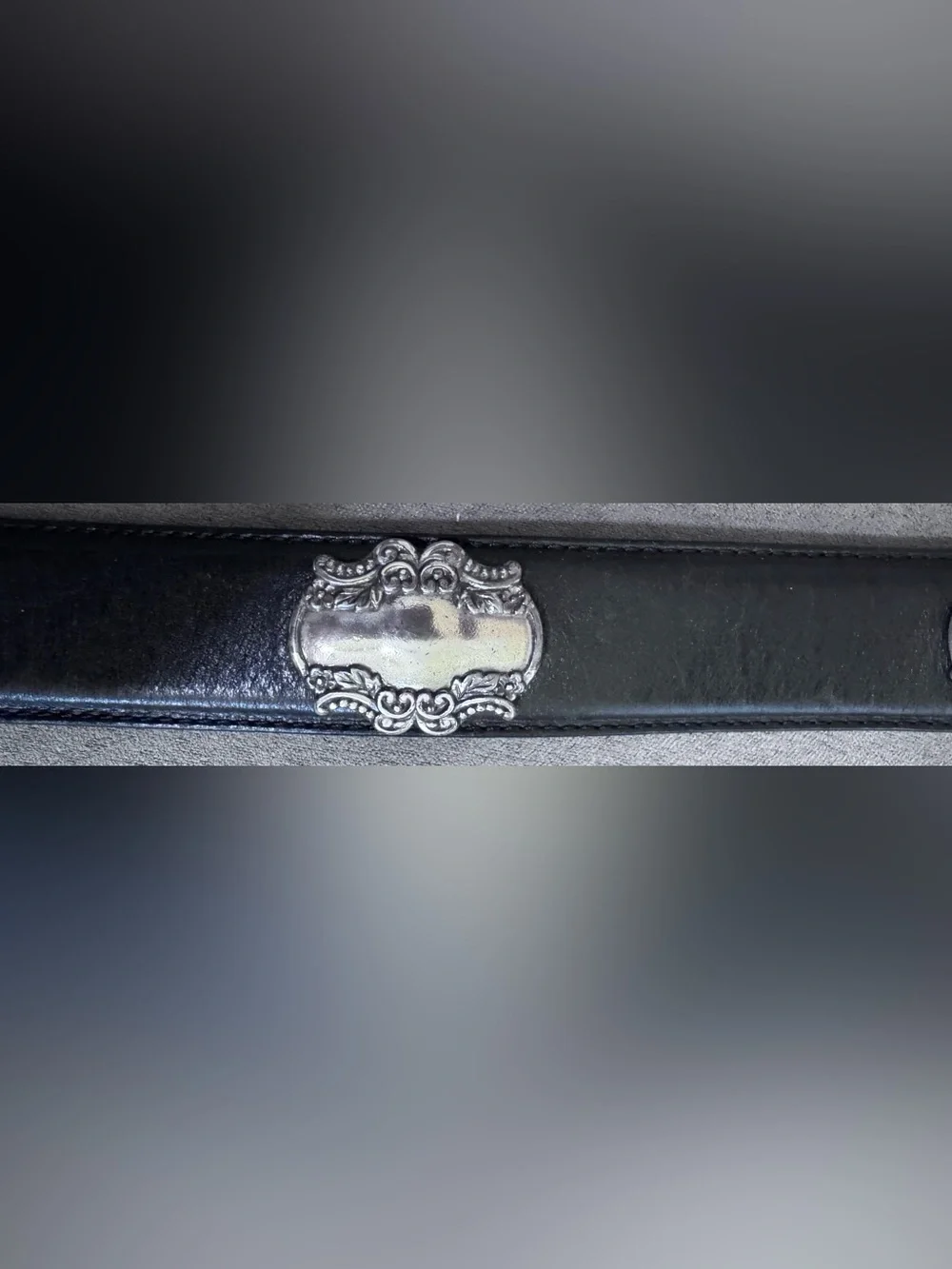 Fossil Black Leather Belt with Silver Hardware